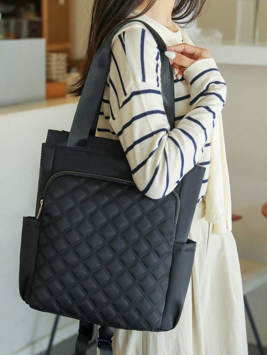 Women's Large Capacity Backpack Solid Color Minimalist Laptop Bag Casual Tote Handbag Commuter Daypack For Office Travel Students