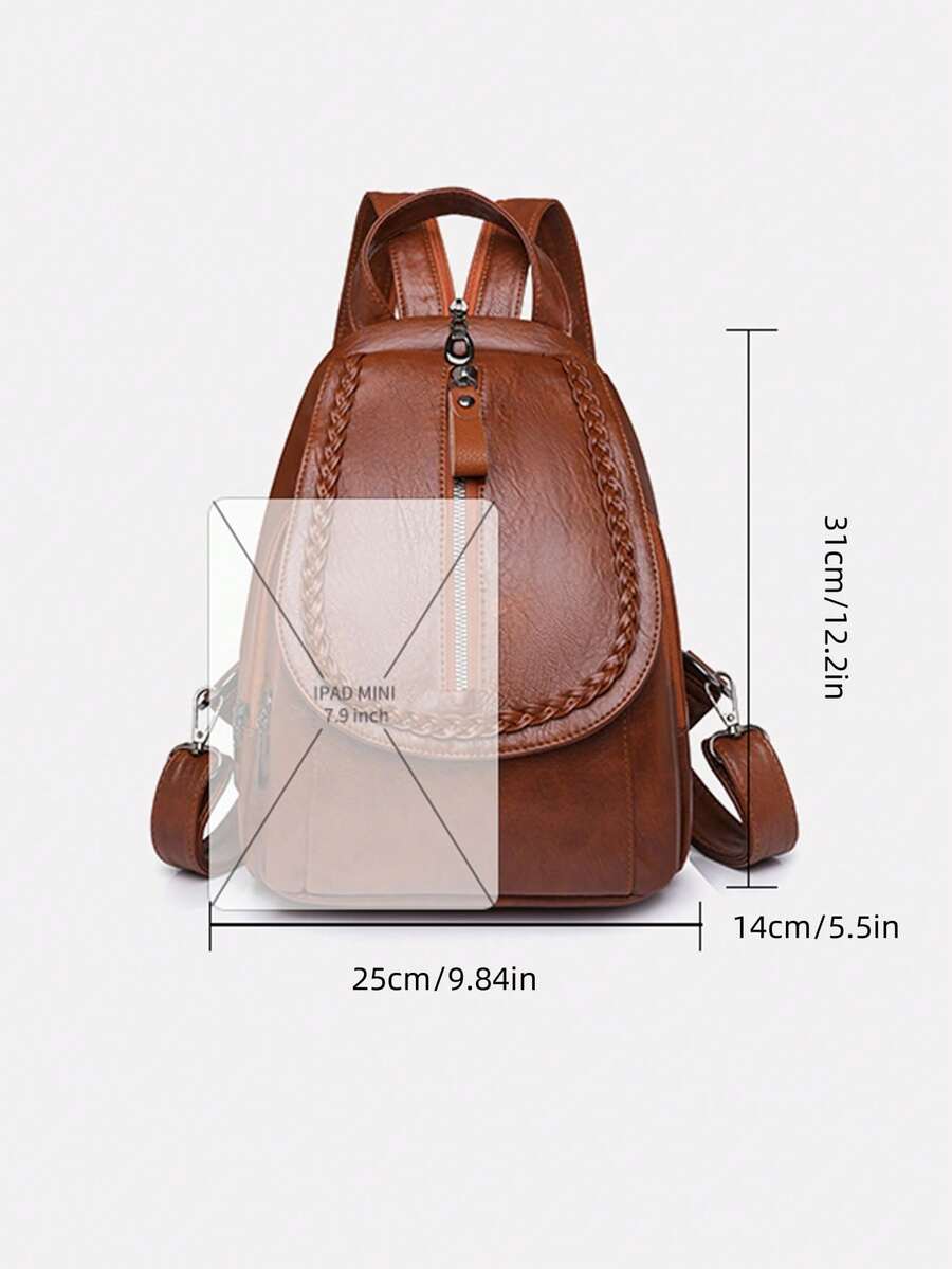 Women's PU Leather Flip Cover Backpack Multipurpose Shoulder Bag Casual Student Bookbag Travel Tote Back To School College Work Daily