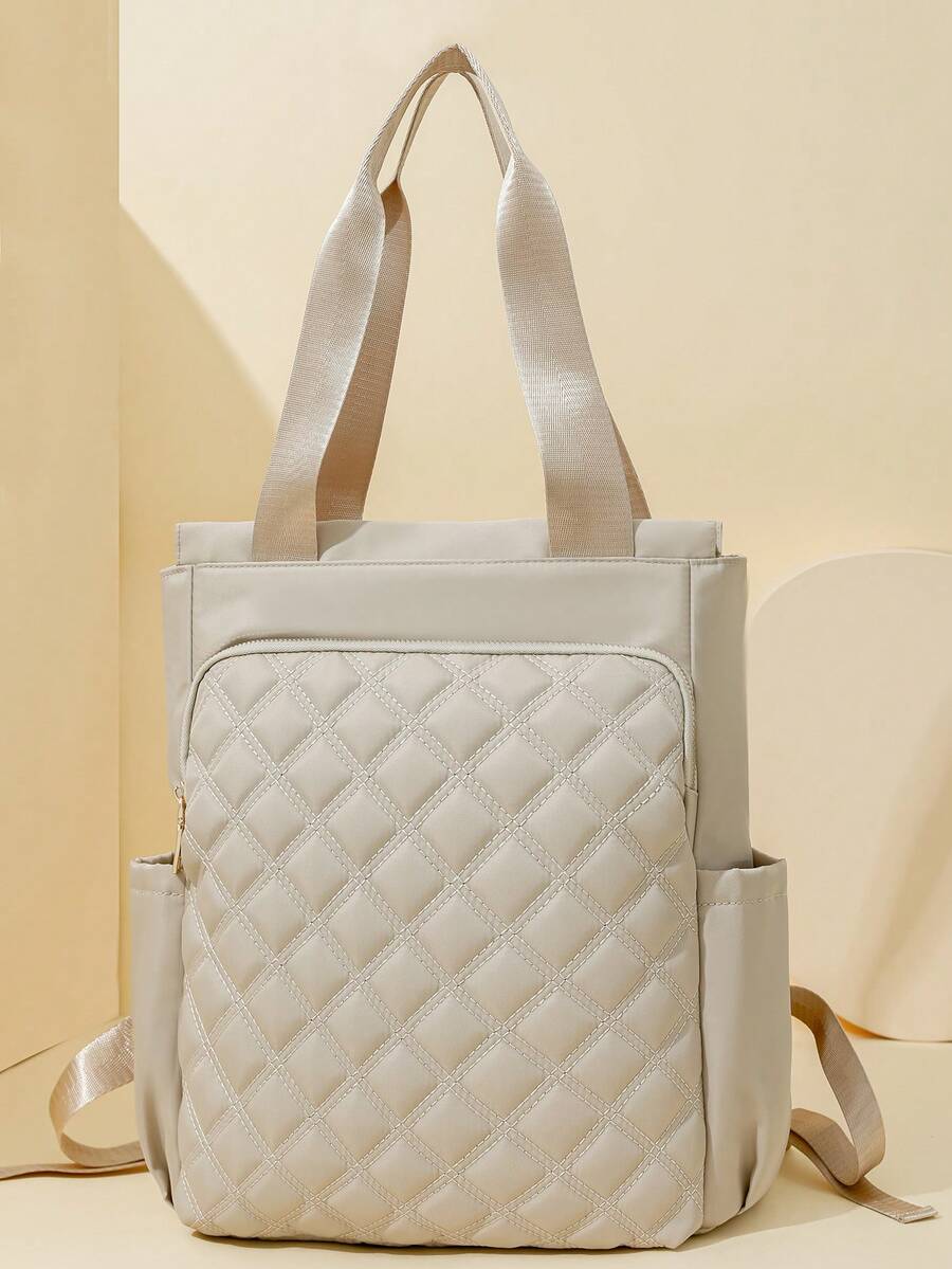 Women's Large Capacity Backpack Solid Color Minimalist Laptop Bag Casual Tote Handbag Commuter Daypack For Office Travel Students