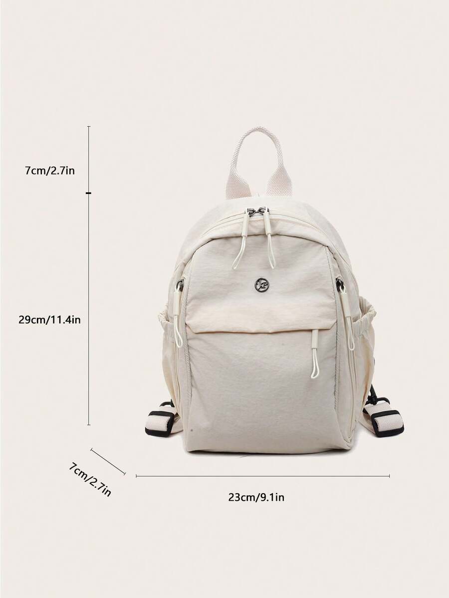 Plain Fabric Double Washed Nylon Lightweight Large Capacity Backpack Casual Travel School Bag For College Students Portable Daily Use