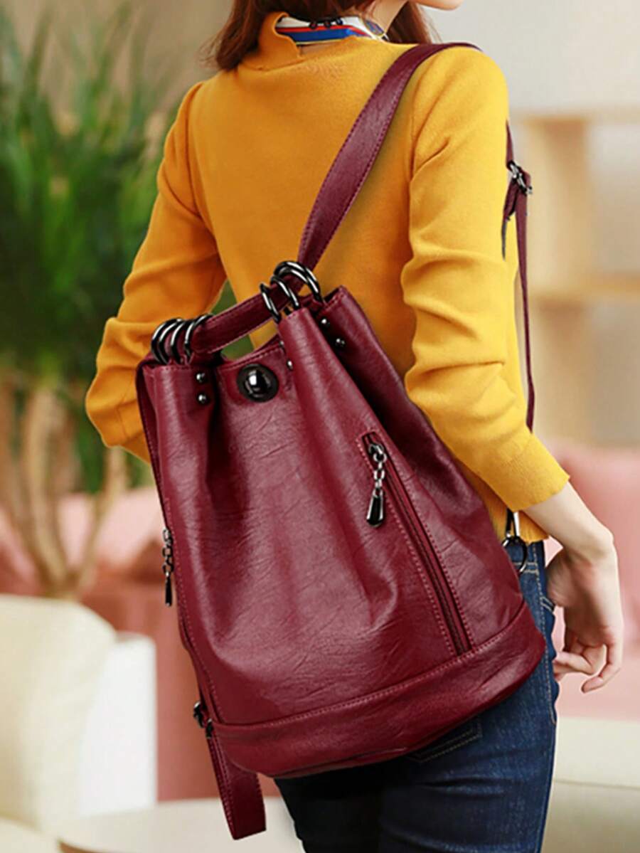 Fashion Large Capacity Women Backpack High Quality Soft Leather Designer Handbag Female Schoolbag Travel Ladies Casual Shoulder Daypack