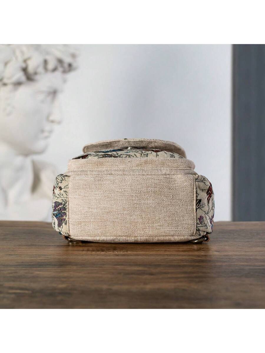 Handmade Bohemian Floral Backpack Crossbody Bag Dual Purpose Casual Daypack With Multiple Compartments Vintage Travel Shoulder Bag