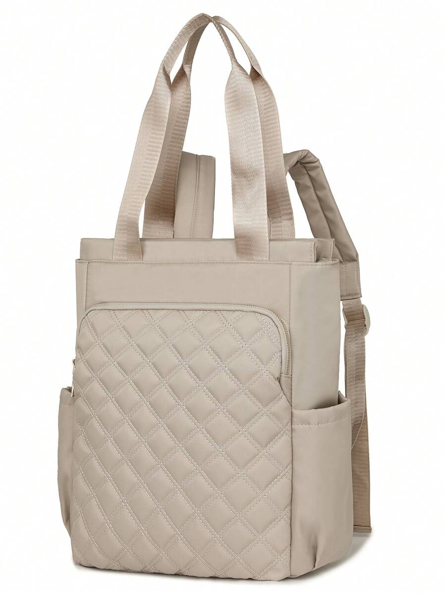 Women's Large Capacity Backpack Solid Color Minimalist Laptop Bag Casual Tote Handbag Commuter Daypack For Office Travel Students