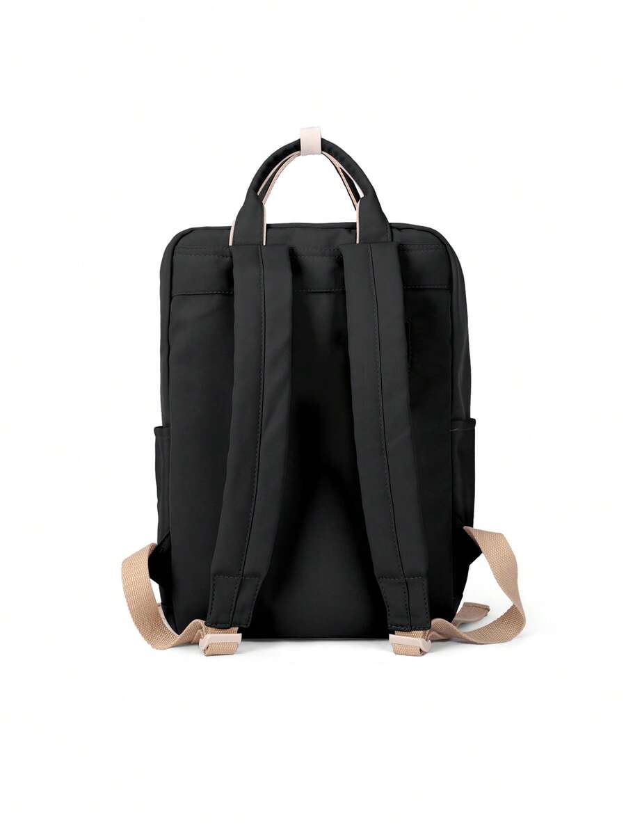 Minimalist Preppy School Backpack Solid Color Casual Travel Rucksack Lightweight Aesthetic Student Bookbag Waterproof College High School