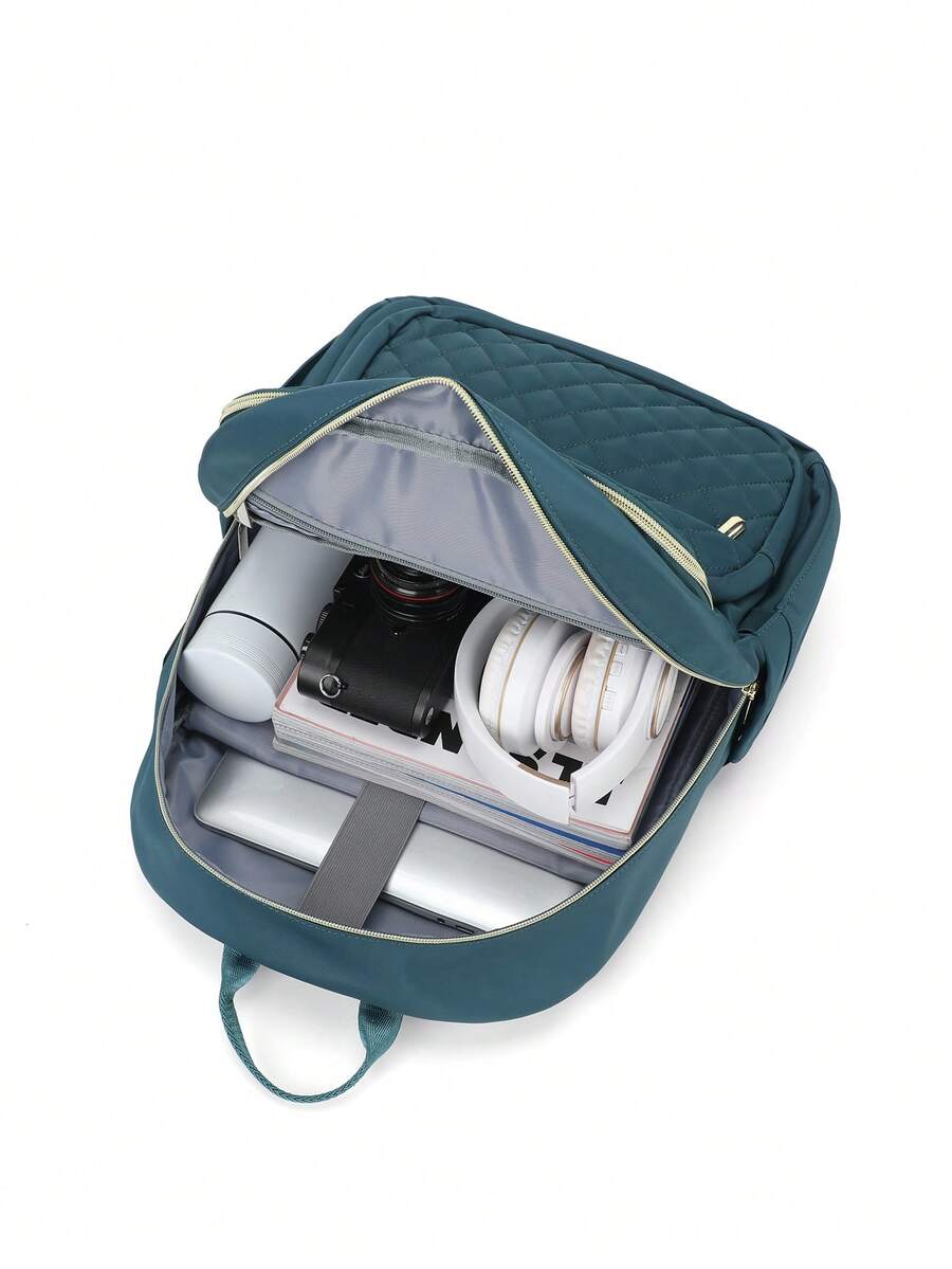 Women's Floless Quilted Laptop Backpack 14 15.6 Inch School Bag With USB Charging Port Fashion Work Travel Daypack Waterproof Casual