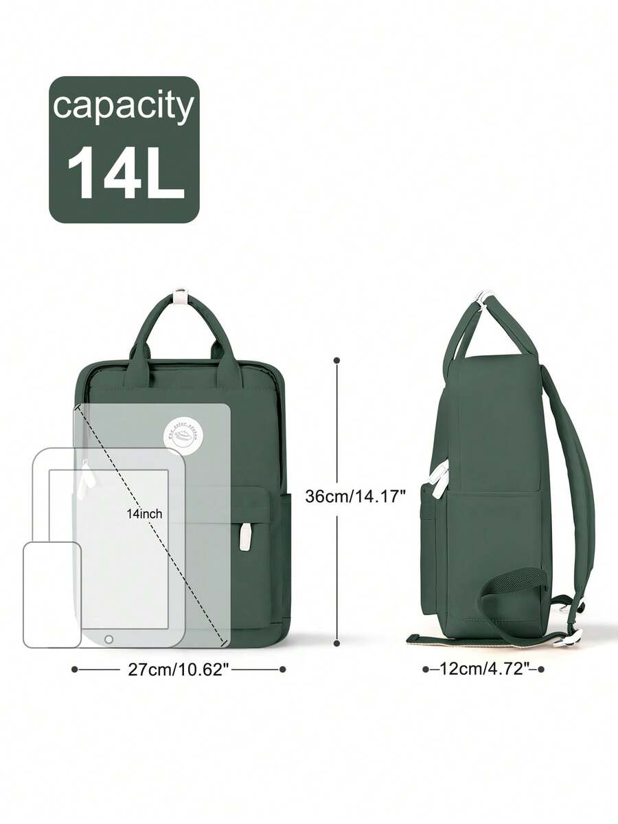 Minimalist Preppy School Backpack Solid Color Casual Travel Rucksack Lightweight Aesthetic Student Bookbag Waterproof College High School