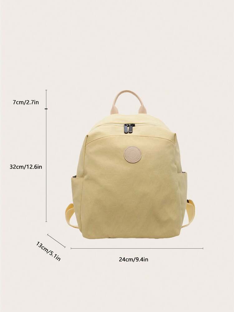 Plain Fabric Double Washed Nylon Lightweight Large Capacity Backpack Casual Travel School Bag For College Students Portable Daily Use