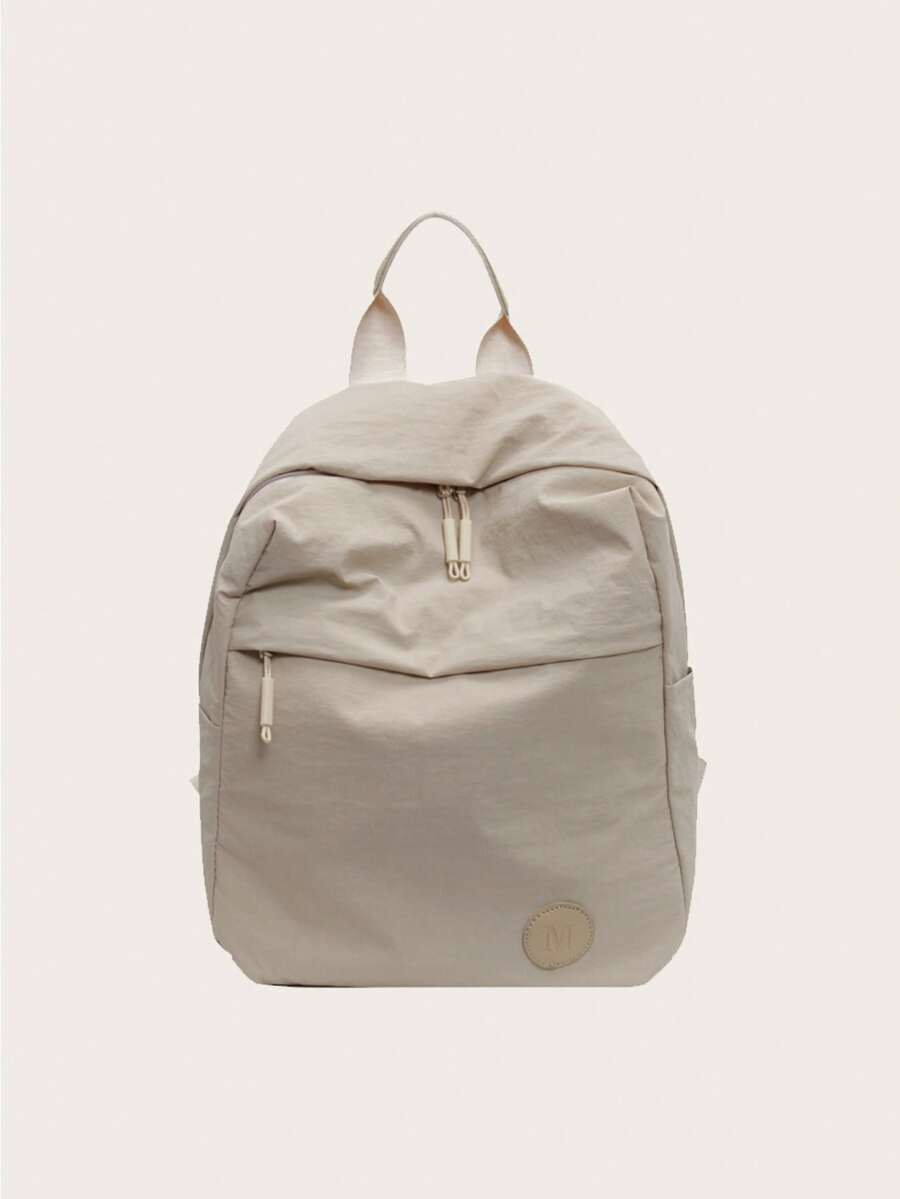 Plain Fabric Double Washed Nylon Lightweight Large Capacity Backpack Casual Travel School Bag For College Students Portable Daily Use