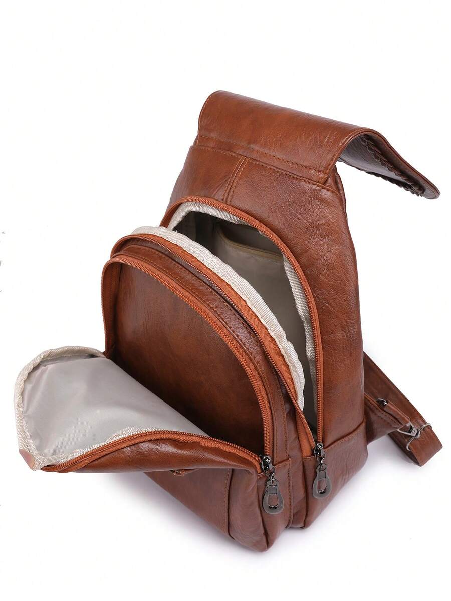 Women's PU Leather Flip Cover Backpack Multipurpose Shoulder Bag Casual Student Bookbag Travel Tote Back To School College Work Daily