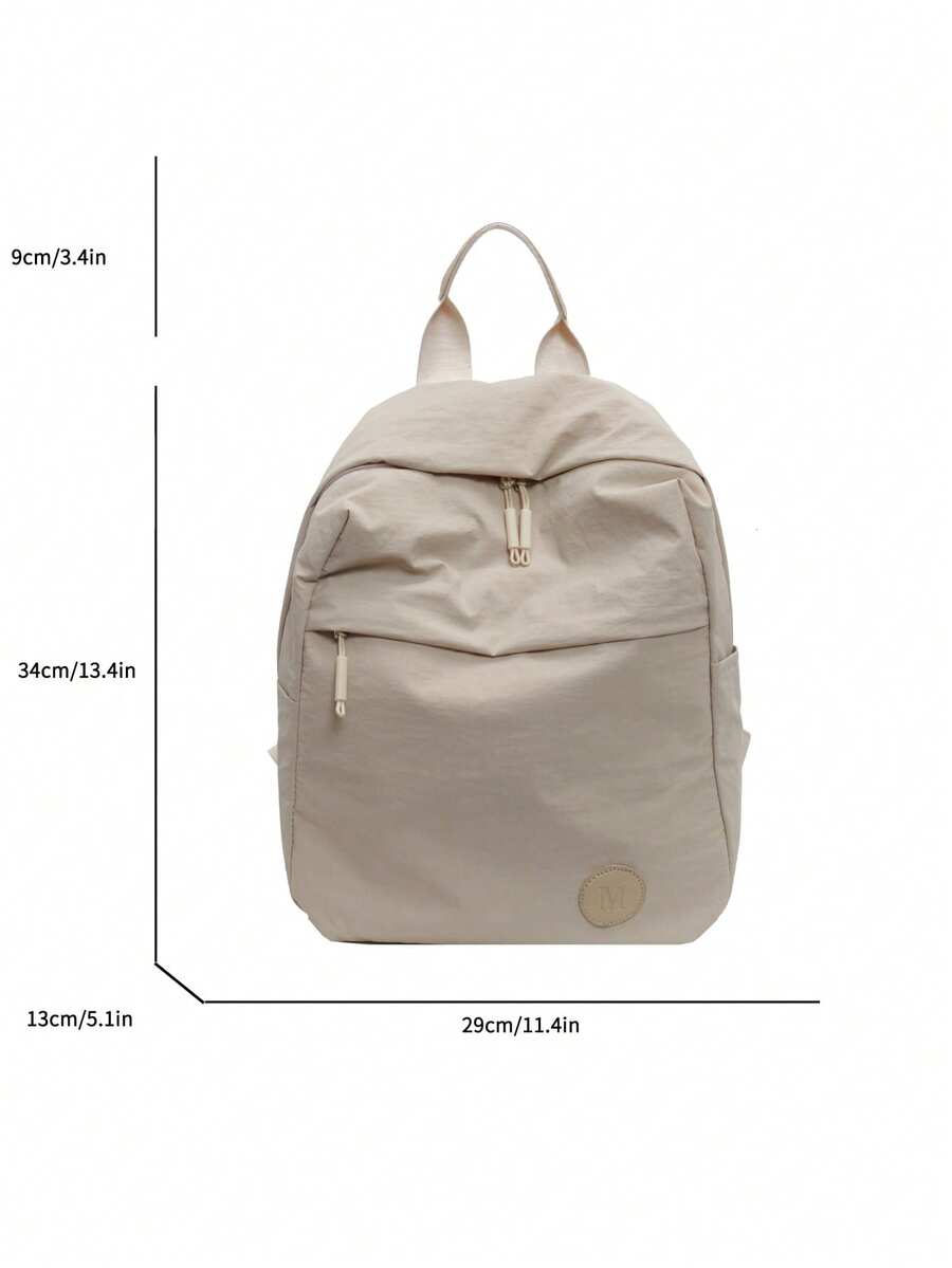 Plain Fabric Double Washed Nylon Lightweight Large Capacity Backpack Casual Travel School Bag For College Students Portable Daily Use