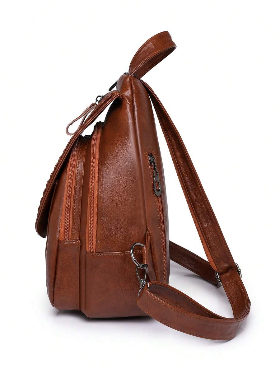 Women's PU Leather Flip Cover Backpack Multipurpose Shoulder Bag Casual Student Bookbag Travel Tote Back To School College Work Daily