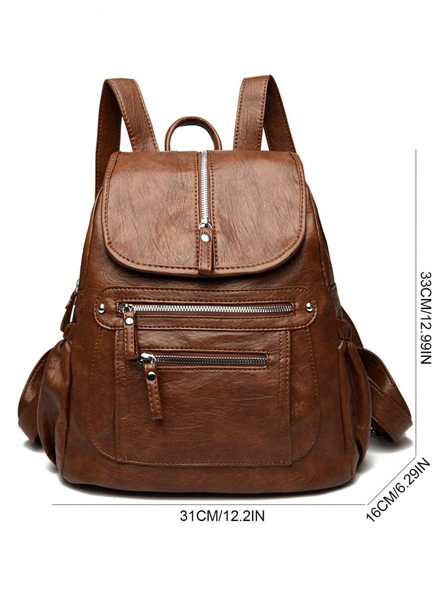 2025 Women Vintage Leather Backpack Soft Casual Shoulder Bag Large Capacity School Bag Mochila Ladies Travel Back Pack Fashion Purse