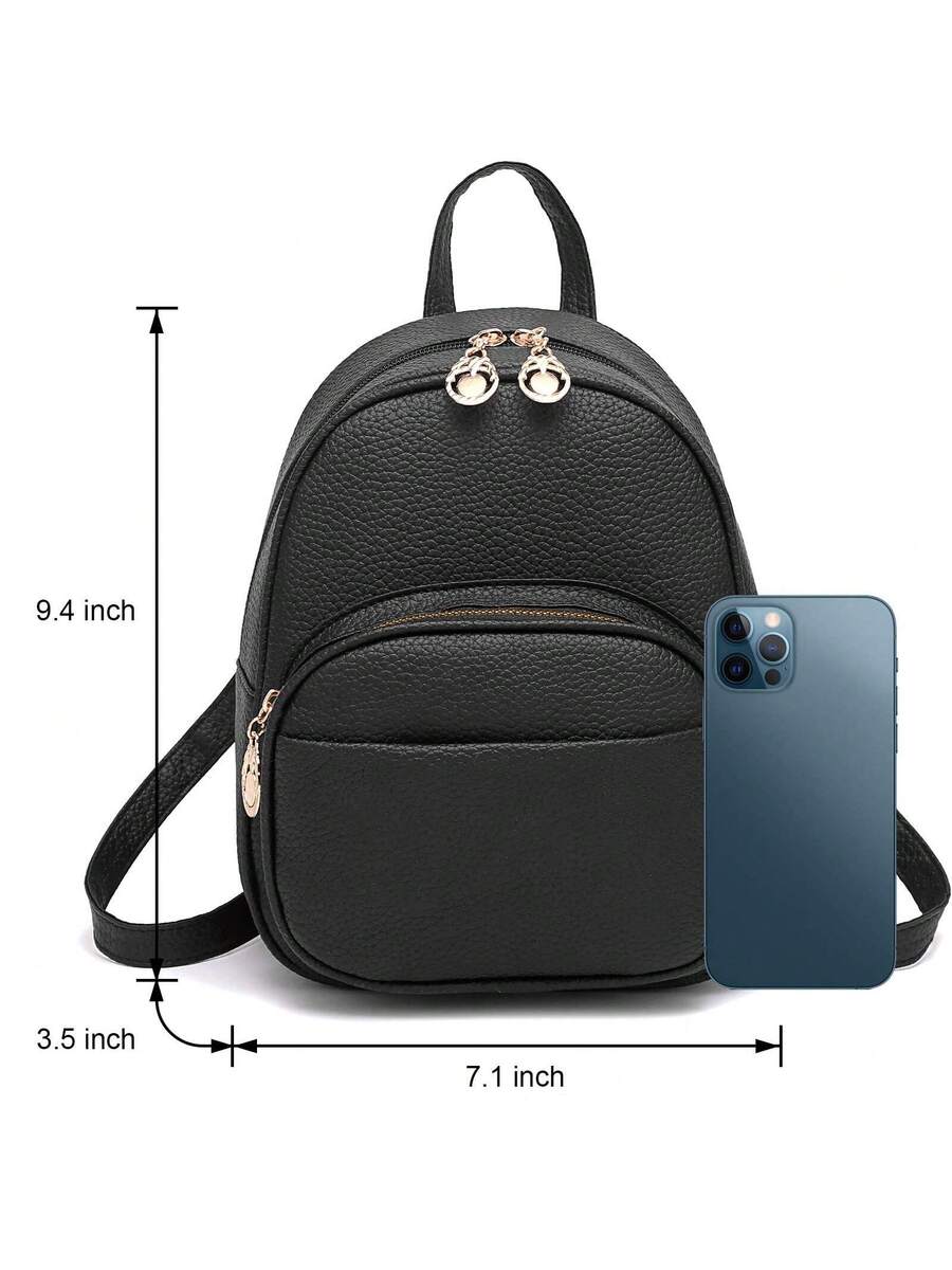 I IHAYNER Small Vegan Leather Backpack Purse For Teen Girls Mini Bag With Multiple Zipper Pockets Simple Casual Daily Travel School Bag