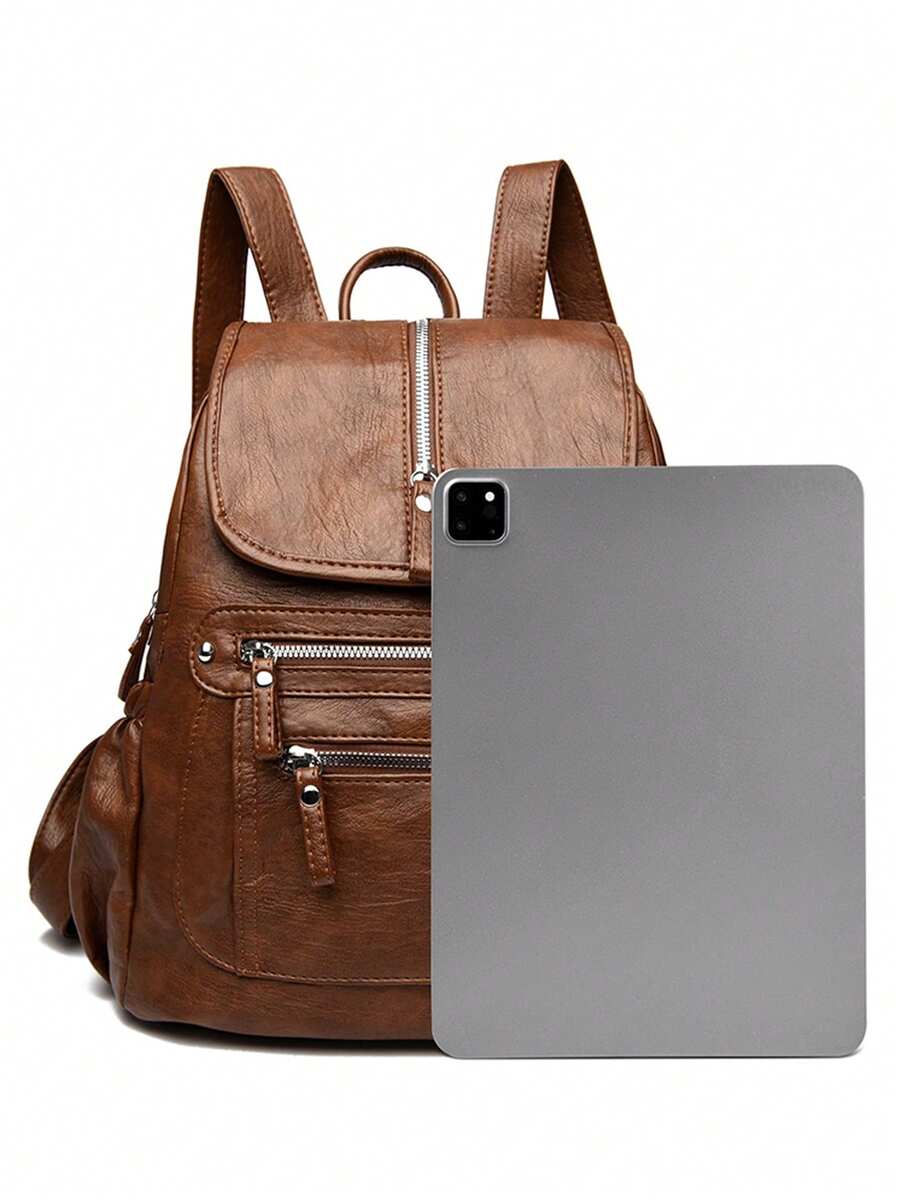 2025 Women Vintage Leather Backpack Soft Casual Shoulder Bag Large Capacity School Bag Mochila Ladies Travel Back Pack Fashion Purse