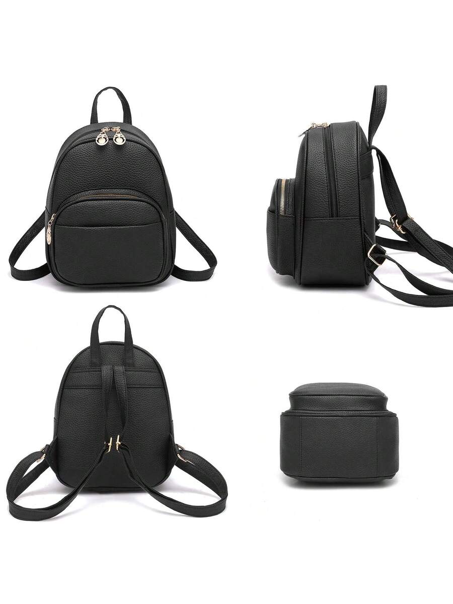 I IHAYNER Small Vegan Leather Backpack Purse For Teen Girls Mini Bag With Multiple Zipper Pockets Simple Casual Daily Travel School Bag