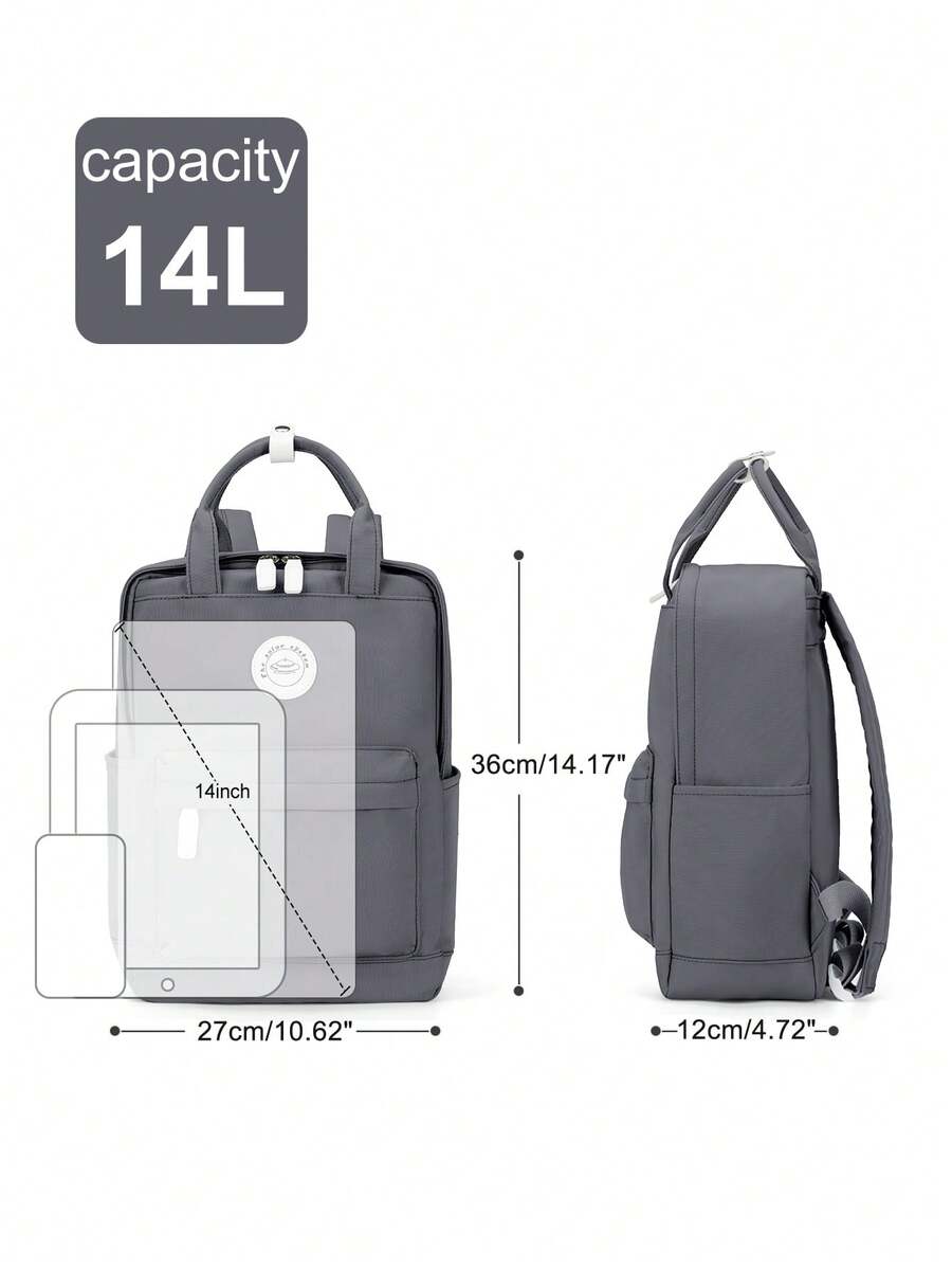 Minimalist Preppy School Backpack Solid Color Casual Travel Rucksack Lightweight Aesthetic Student Bookbag Waterproof College High School