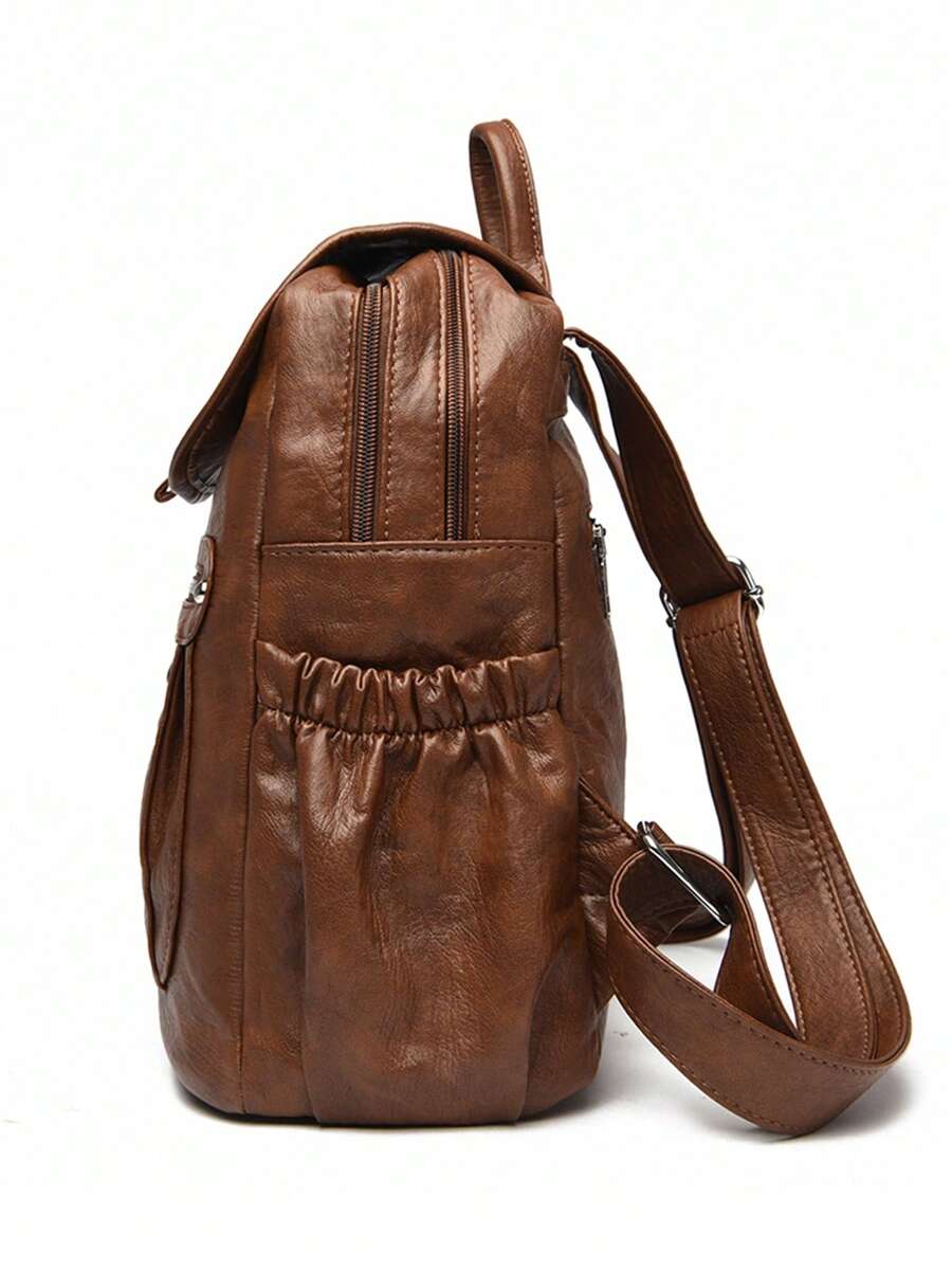 2025 Women Vintage Leather Backpack Soft Casual Shoulder Bag Large Capacity School Bag Mochila Ladies Travel Back Pack Fashion Purse
