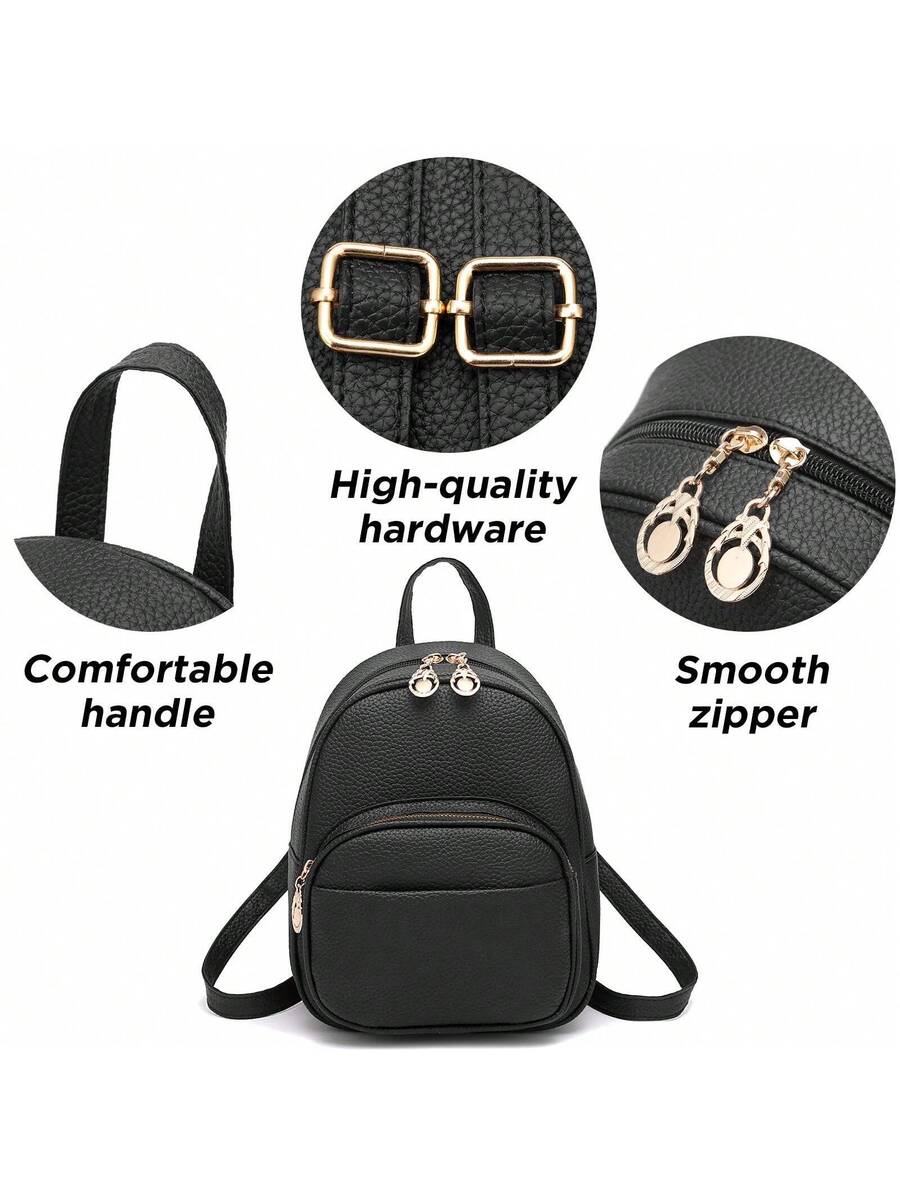 I IHAYNER Small Vegan Leather Backpack Purse For Teen Girls Mini Bag With Multiple Zipper Pockets Simple Casual Daily Travel School Bag