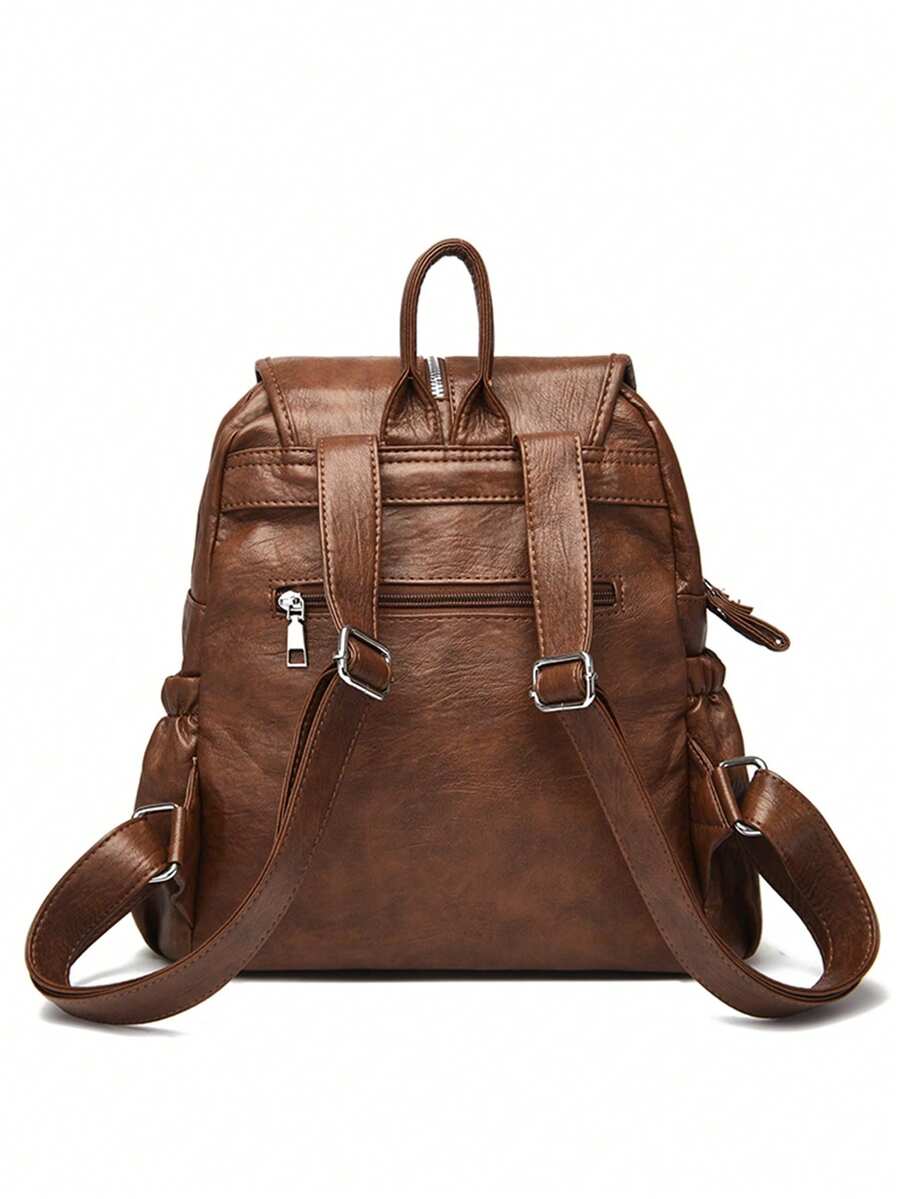 2025 Women Vintage Leather Backpack Soft Casual Shoulder Bag Large Capacity School Bag Mochila Ladies Travel Back Pack Fashion Purse