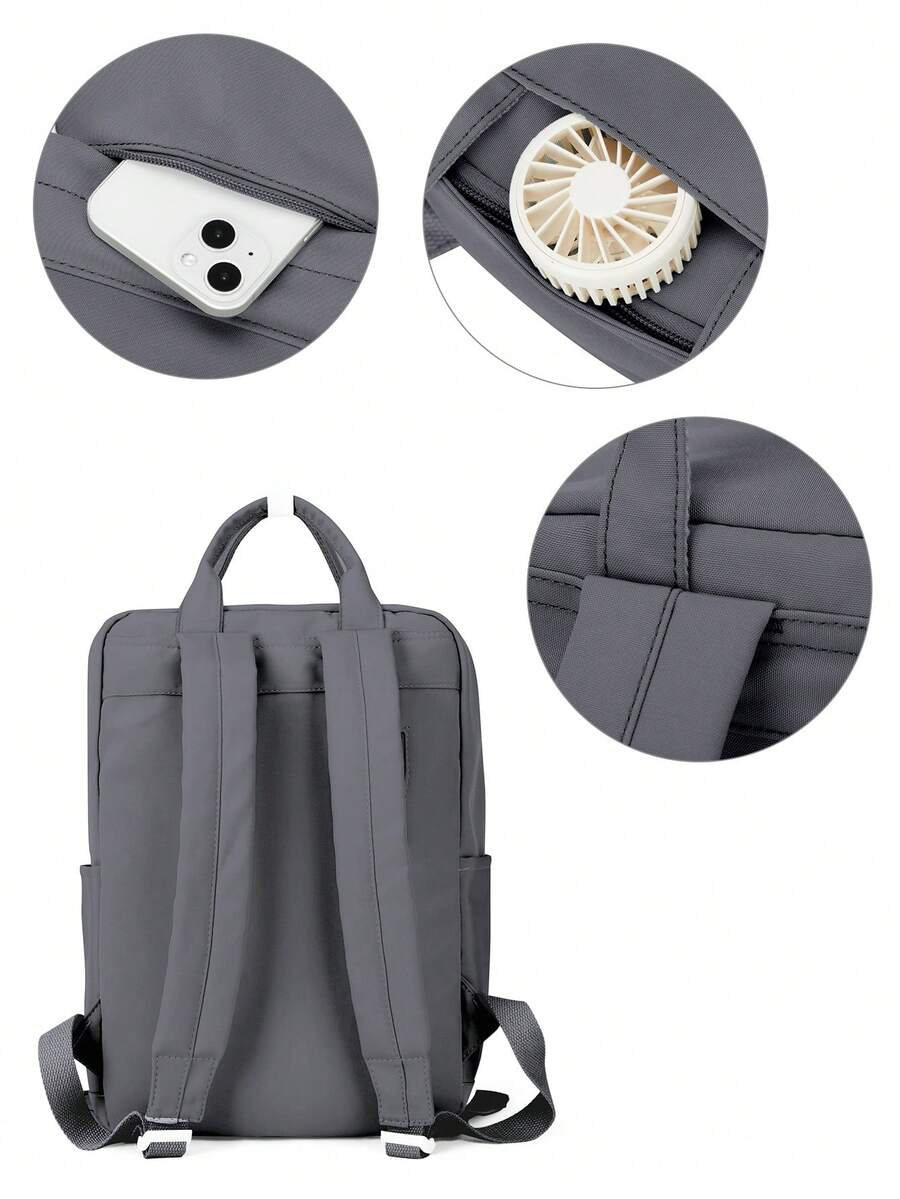 Minimalist Preppy School Backpack Solid Color Casual Travel Rucksack Lightweight Aesthetic Student Bookbag Waterproof College High School