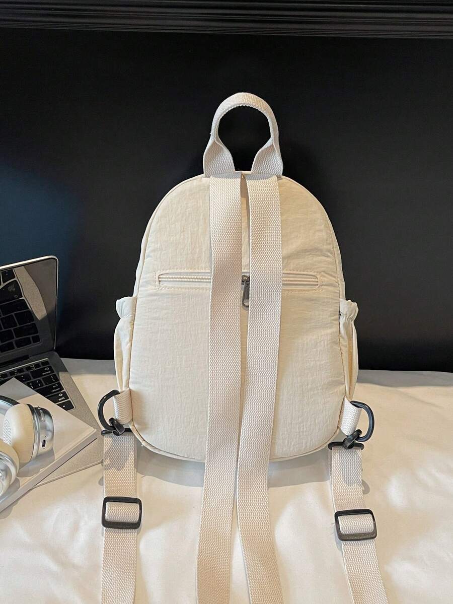 Plain Fabric Double Washed Nylon Lightweight Large Capacity Backpack Casual Travel School Bag For College Students Portable Daily Use