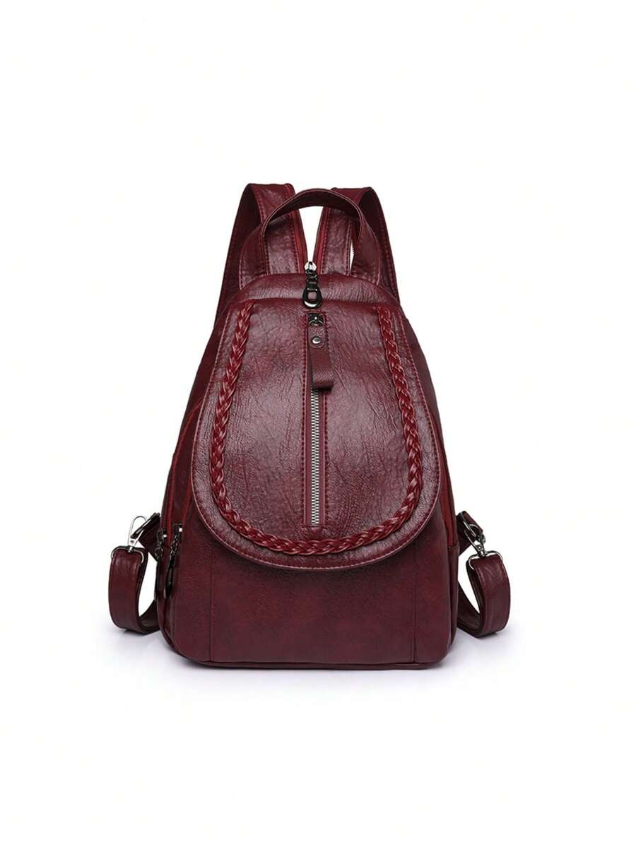 Women's PU Leather Flip Cover Backpack Multipurpose Shoulder Bag Casual Student Bookbag Travel Tote Back To School College Work Daily
