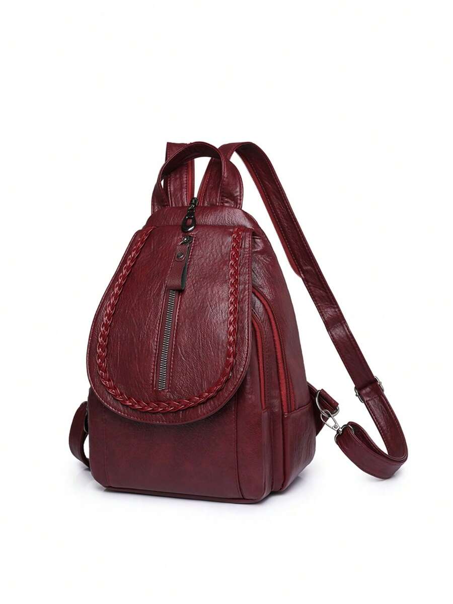 Women's PU Leather Flip Cover Backpack Multipurpose Shoulder Bag Casual Student Bookbag Travel Tote Back To School College Work Daily