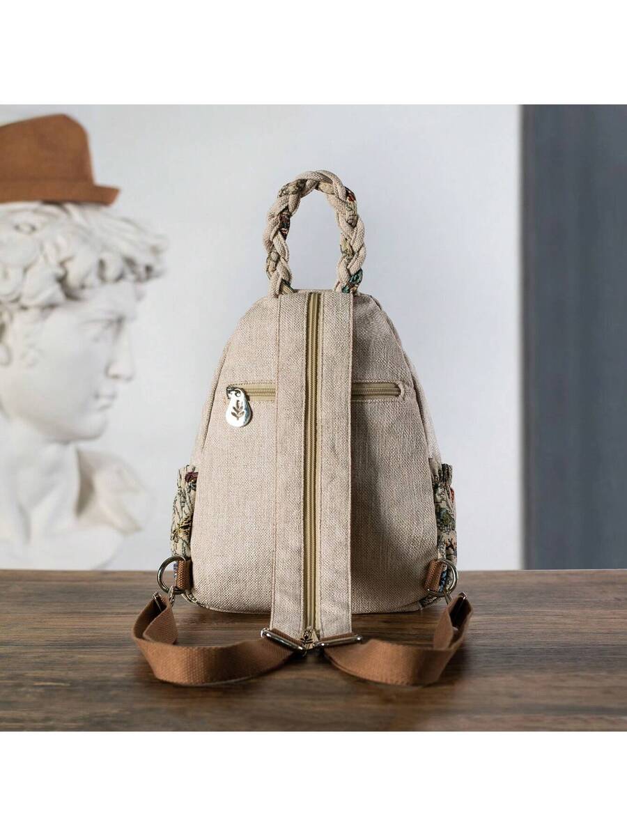 Handmade Bohemian Floral Backpack Crossbody Bag Dual Purpose Casual Daypack With Multiple Compartments Vintage Travel Shoulder Bag