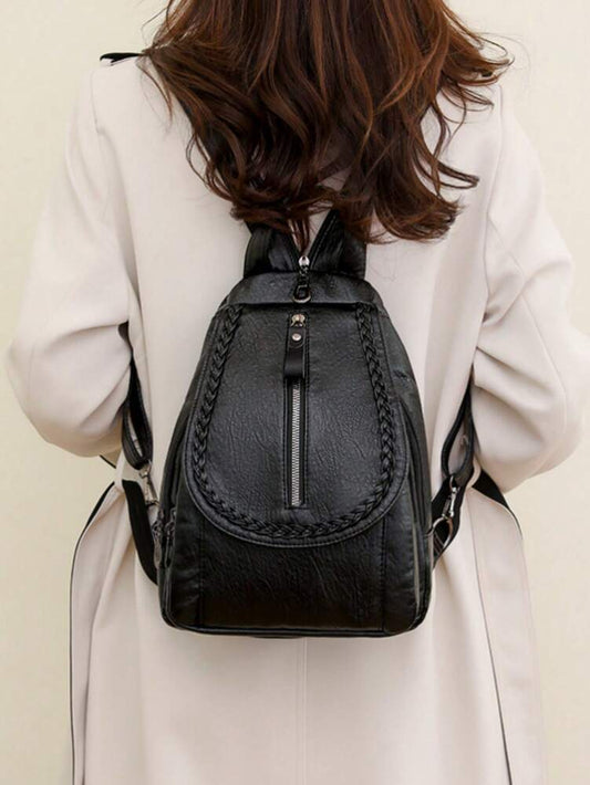 Women's PU Leather Flip Cover Backpack Multipurpose Shoulder Bag Casual Student Bookbag Travel Tote Back To School College Work Daily
