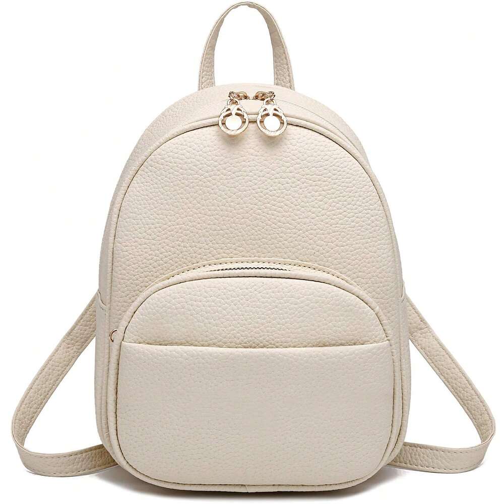 I IHAYNER Small Vegan Leather Backpack Purse For Teen Girls Mini Bag With Multiple Zipper Pockets Simple Casual Daily Travel School Bag