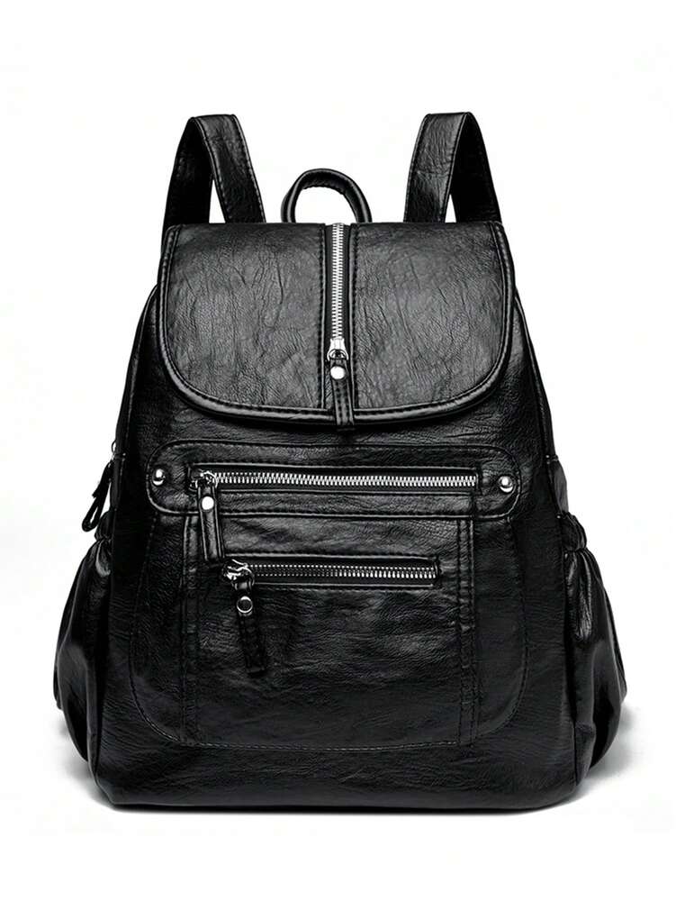 2025 Women Vintage Leather Backpack Soft Casual Shoulder Bag Large Capacity School Bag Mochila Ladies Travel Back Pack Fashion Purse