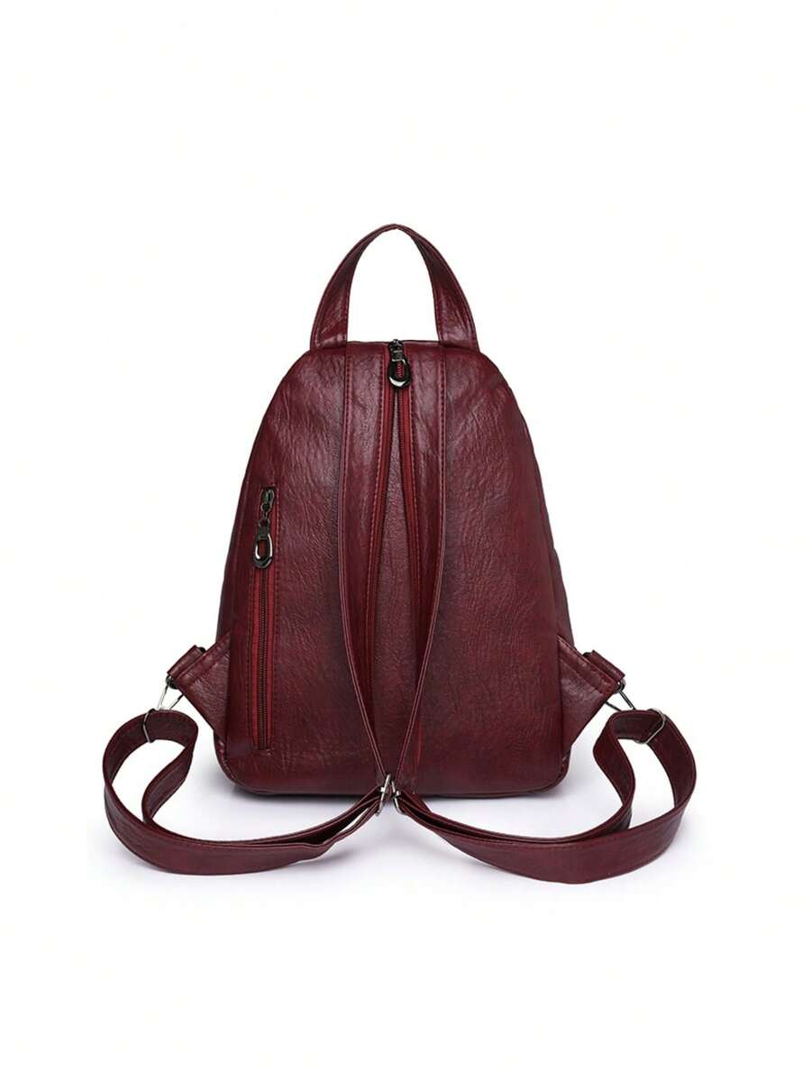 Women's PU Leather Flip Cover Backpack Multipurpose Shoulder Bag Casual Student Bookbag Travel Tote Back To School College Work Daily