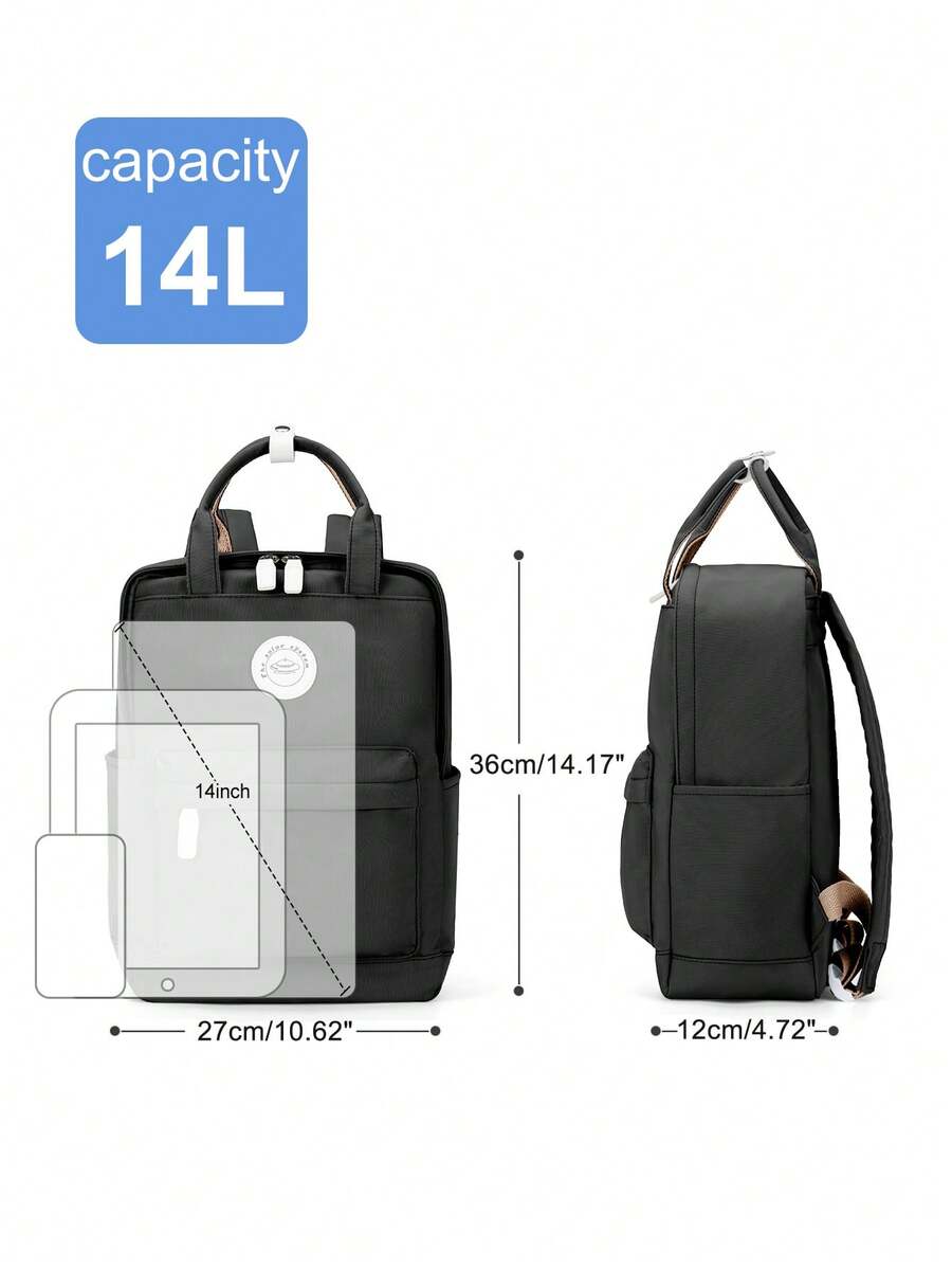 Minimalist Preppy School Backpack Solid Color Casual Travel Rucksack Lightweight Aesthetic Student Bookbag Waterproof College High School