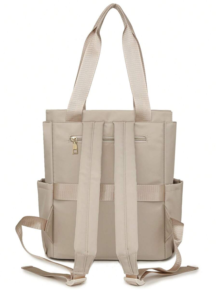 Women's Large Capacity Backpack Solid Color Minimalist Laptop Bag Casual Tote Handbag Commuter Daypack For Office Travel Students