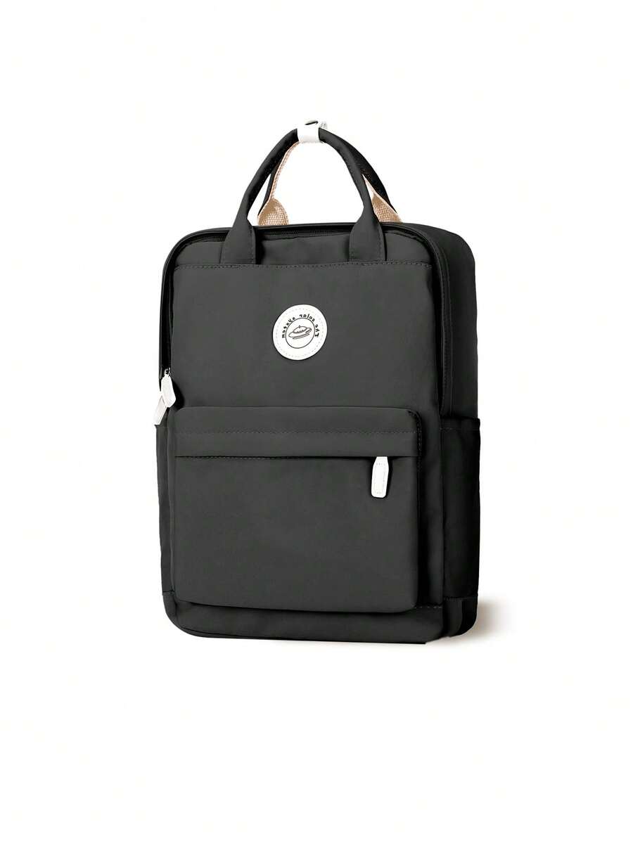 Minimalist Preppy School Backpack Solid Color Casual Travel Rucksack Lightweight Aesthetic Student Bookbag Waterproof College High School