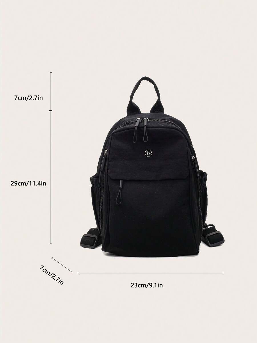 Plain Fabric Double Washed Nylon Lightweight Large Capacity Backpack Casual Travel School Bag For College Students Portable Daily Use