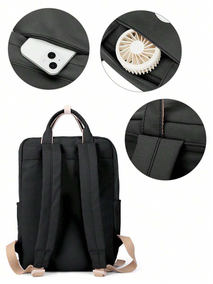 Minimalist Preppy School Backpack Solid Color Casual Travel Rucksack Lightweight Aesthetic Student Bookbag Waterproof College High School