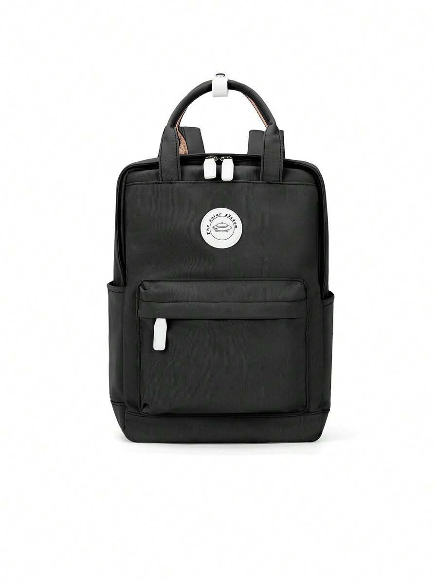Minimalist Preppy School Backpack Solid Color Casual Travel Rucksack Lightweight Aesthetic Student Bookbag Waterproof College High School