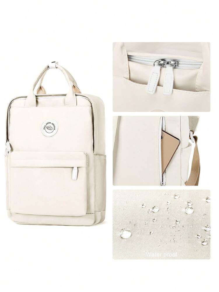 Minimalist Preppy School Backpack Solid Color Casual Travel Rucksack Lightweight Aesthetic Student Bookbag Waterproof College High School