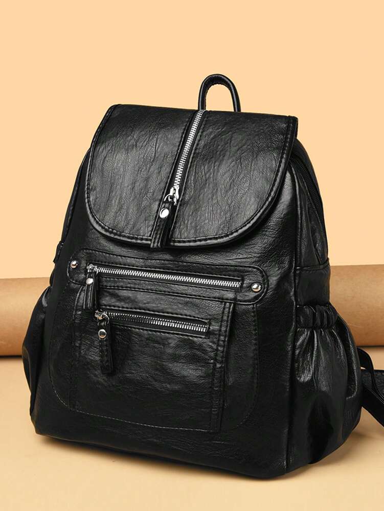 2025 Women Vintage Leather Backpack Soft Casual Shoulder Bag Large Capacity School Bag Mochila Ladies Travel Back Pack Fashion Purse