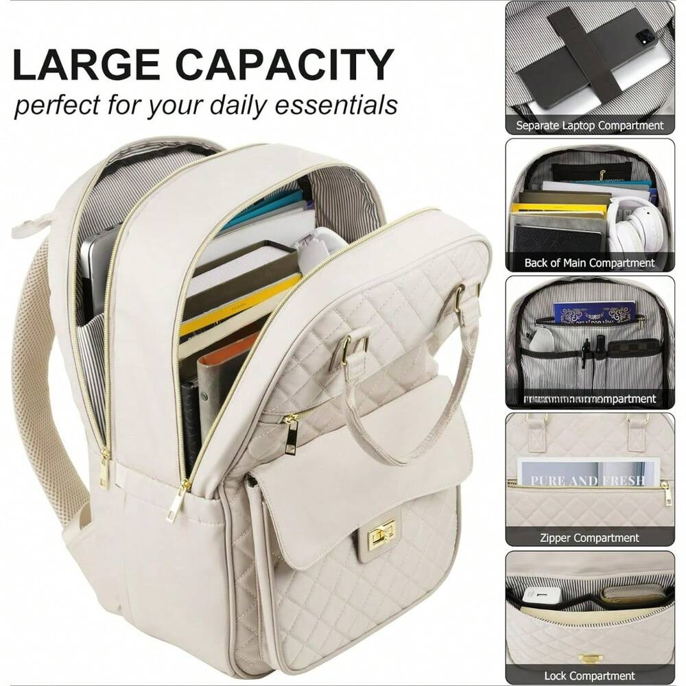 Women's Laptop Backpack 15.6 Inch Anti Theft Smart Rucksack Casual Work Travel Cabin School Bag With USB Charging Port College Office
