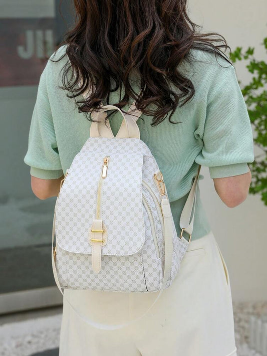 Women's Clover Backpack PU Leather Shoulder Bag Laptop Compartment Large Capacity Casual Commuter School Bag For Teen Girls Women Travel