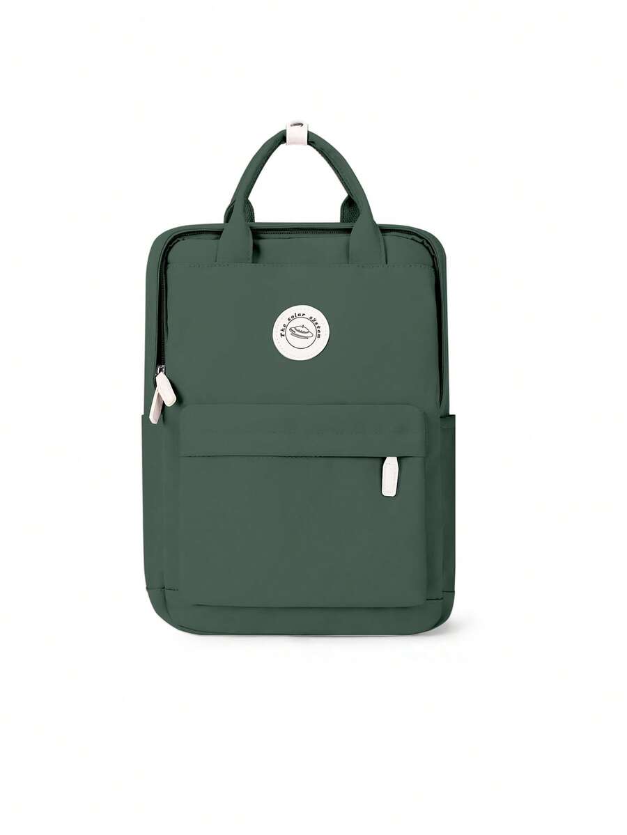 Minimalist Preppy School Backpack Solid Color Casual Travel Rucksack Lightweight Aesthetic Student Bookbag Waterproof College High School