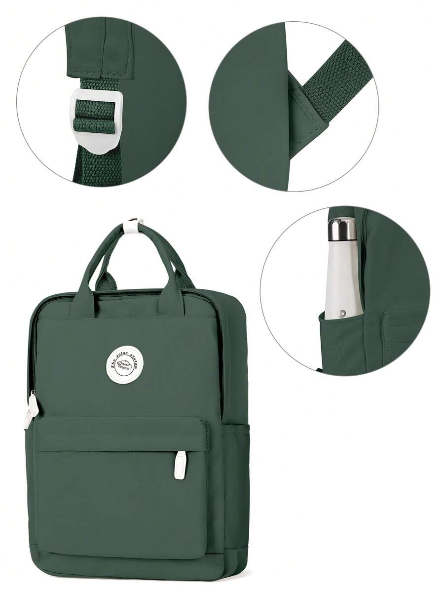 Minimalist Preppy School Backpack Solid Color Casual Travel Rucksack Lightweight Aesthetic Student Bookbag Waterproof College High School