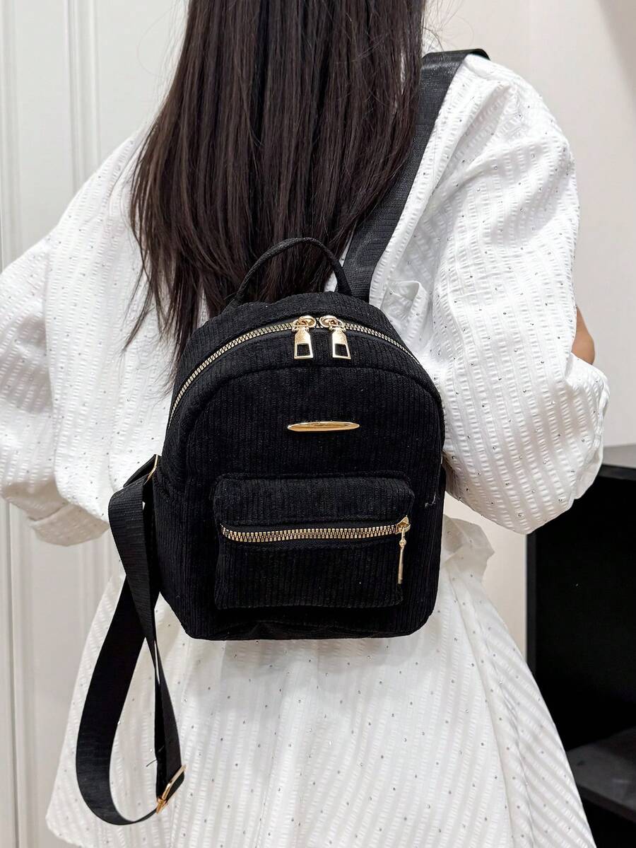 Women's Bow Pattern Nylon Backpack Sweet Lady Style Versatile Multi Purpose Daypack Casual Travel Shopping Minimalist Lightweight Bag