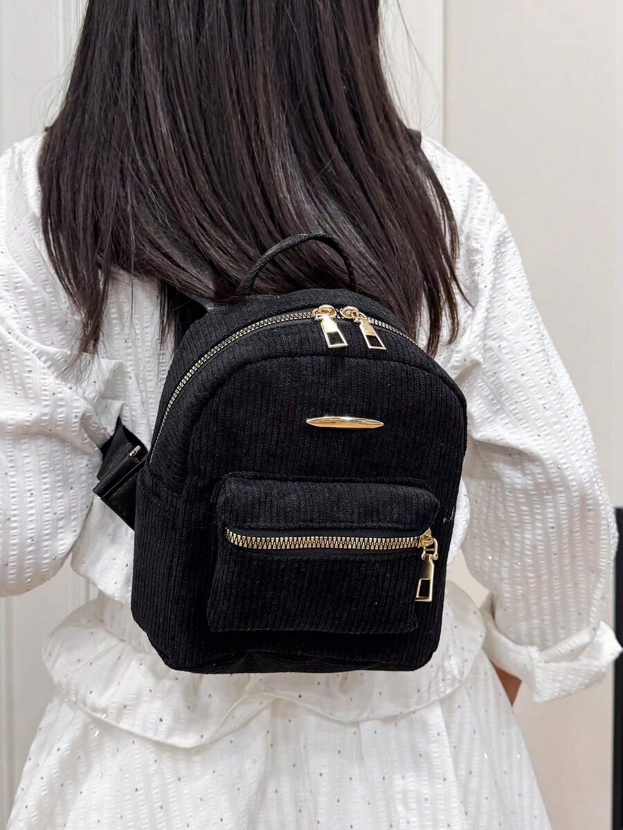 Women's Bow Pattern Nylon Backpack Sweet Lady Style Versatile Multi Purpose Daypack Casual Travel Shopping Minimalist Lightweight Bag