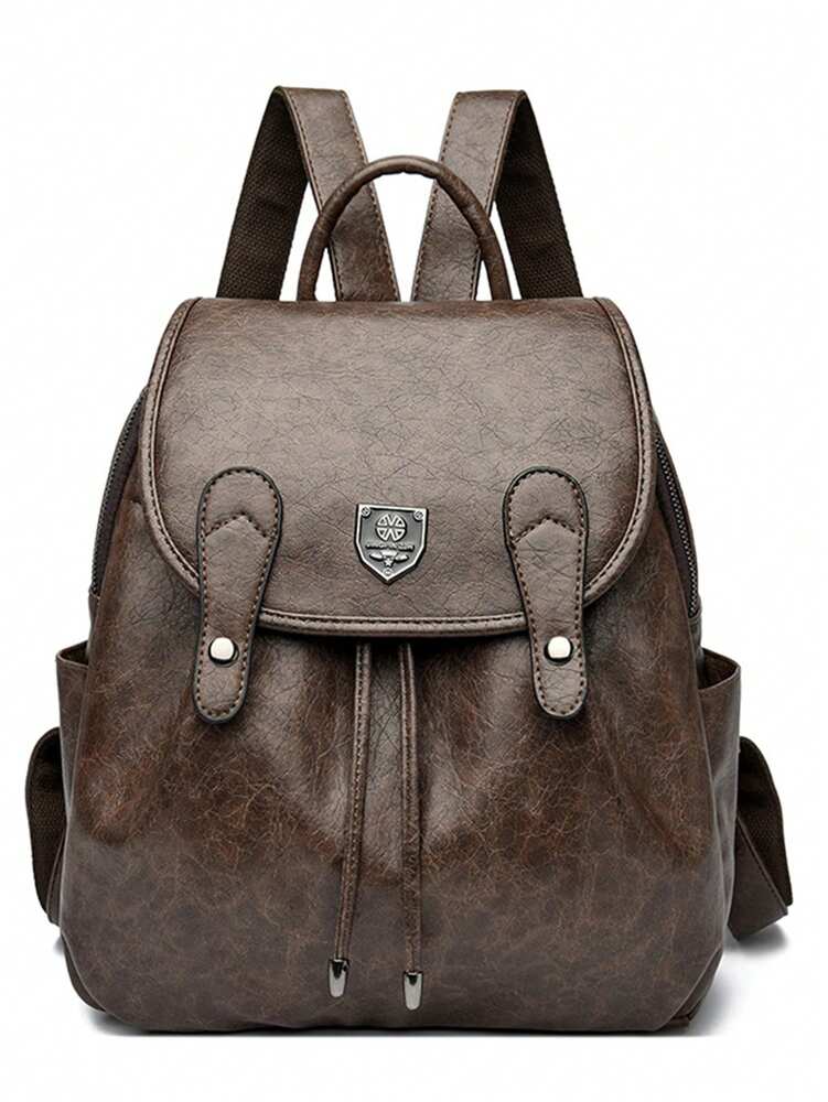Women's PU Leather Backpack Purse Large Capacity Vintage School Bag Casual Travel Bookbag High Quality Fashion Shoulder Daypack