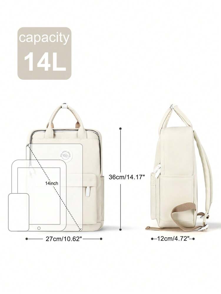 Minimalist Preppy School Backpack Solid Color Casual Travel Rucksack Lightweight Aesthetic Student Bookbag Waterproof College High School