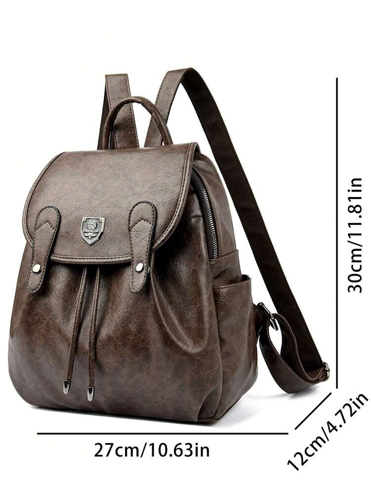 Women's PU Leather Backpack Purse Large Capacity Vintage School Bag Casual Travel Bookbag High Quality Fashion Shoulder Daypack