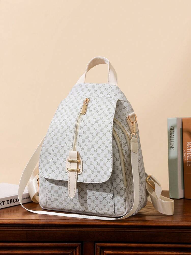 Women's Clover Backpack PU Leather Shoulder Bag Laptop Compartment Large Capacity Casual Commuter School Bag For Teen Girls Women Travel